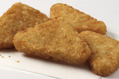 Frozen triangle-shaped hash brown patties