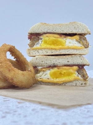 Onion Ring Breakfast Sandwich