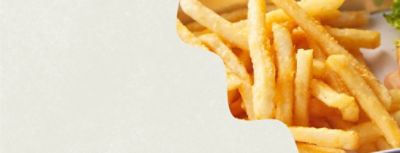 Shoestring French Fries with a cloud cut out background