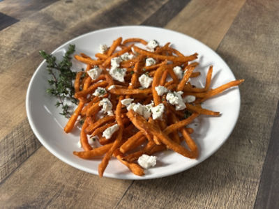 Camotes fritos con miel de lavanda