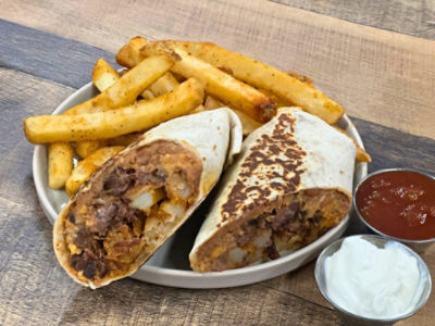 Steak and potato burrito