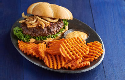 Chipotle Burger and Sweet Waffle Fries