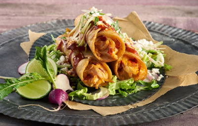 en-us: Guajillo Chicken Tinga and Potato Dorados -CF