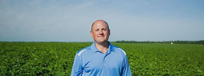 Joel Steffel in a potato field